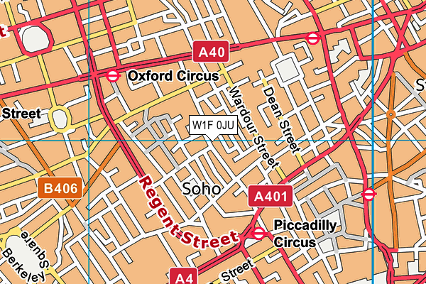 W1F 0JU map - OS VectorMap District (Ordnance Survey)