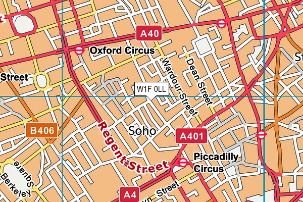 W1F 0LL map - OS VectorMap District (Ordnance Survey)