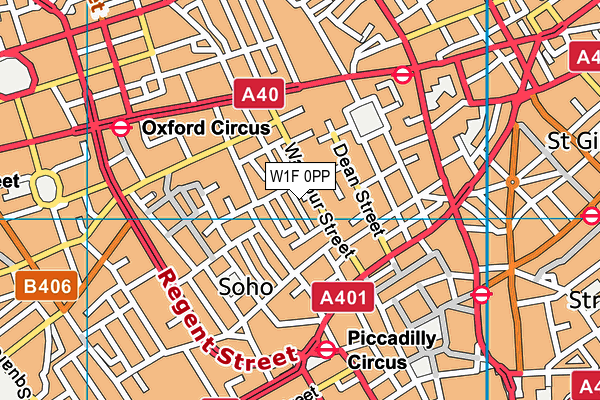W1F 0PP map - OS VectorMap District (Ordnance Survey)