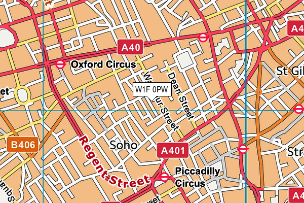 W1F 0PW map - OS VectorMap District (Ordnance Survey)