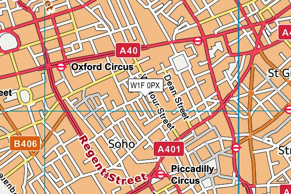 W1F 0PX map - OS VectorMap District (Ordnance Survey)