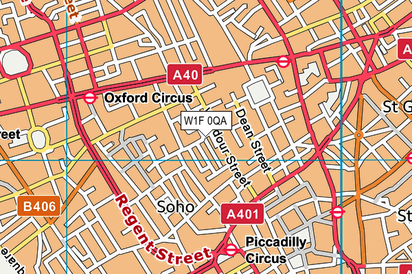 W1F 0QA map - OS VectorMap District (Ordnance Survey)