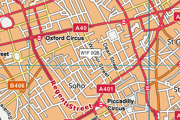 W1F 0QB map - OS VectorMap District (Ordnance Survey)