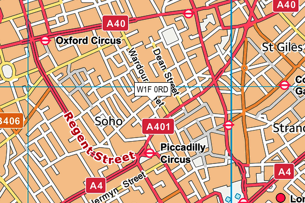 W1F 0RD map - OS VectorMap District (Ordnance Survey)