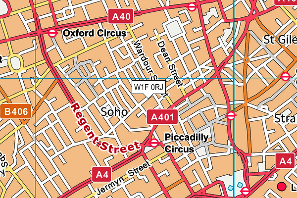 W1F 0RJ map - OS VectorMap District (Ordnance Survey)