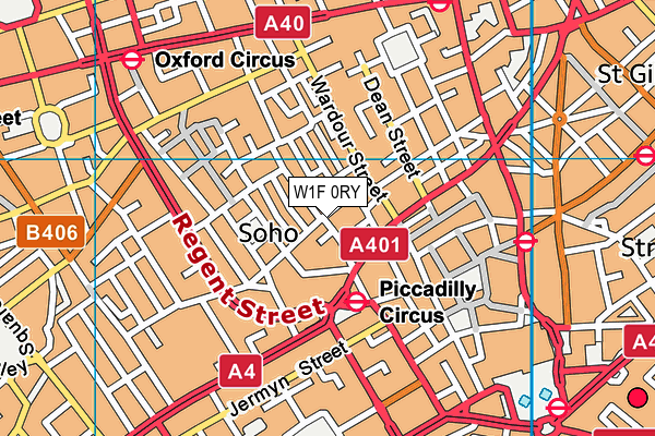 W1F 0RY map - OS VectorMap District (Ordnance Survey)