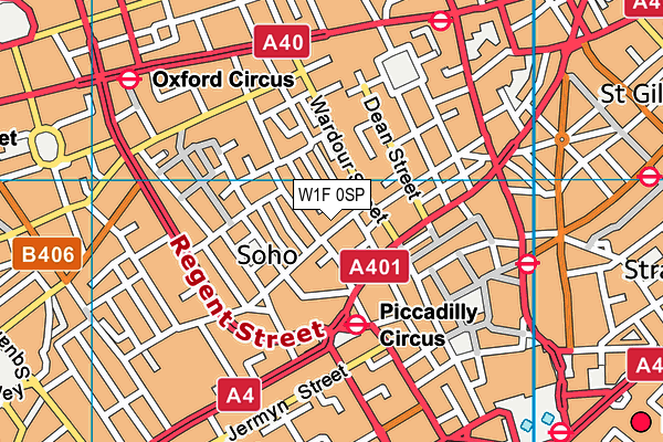 W1F 0SP map - OS VectorMap District (Ordnance Survey)