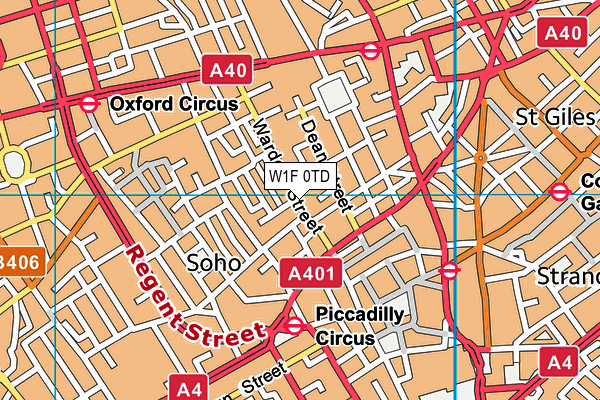 W1F 0TD map - OS VectorMap District (Ordnance Survey)
