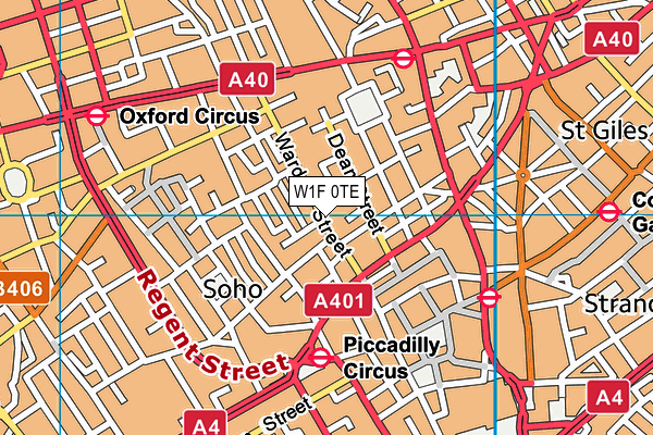 W1F 0TE map - OS VectorMap District (Ordnance Survey)