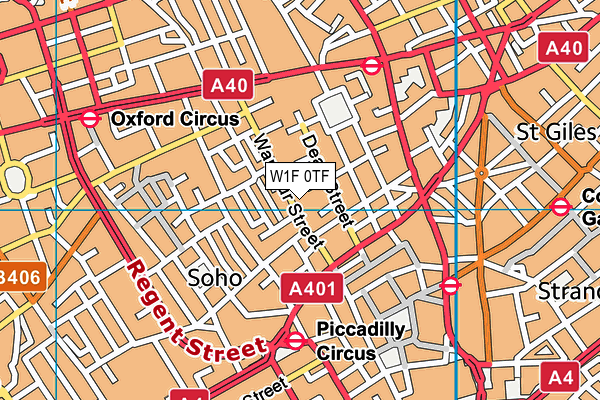 W1F 0TF map - OS VectorMap District (Ordnance Survey)