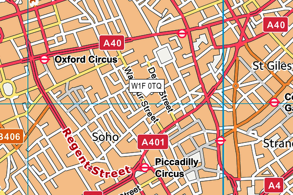 W1F 0TQ map - OS VectorMap District (Ordnance Survey)