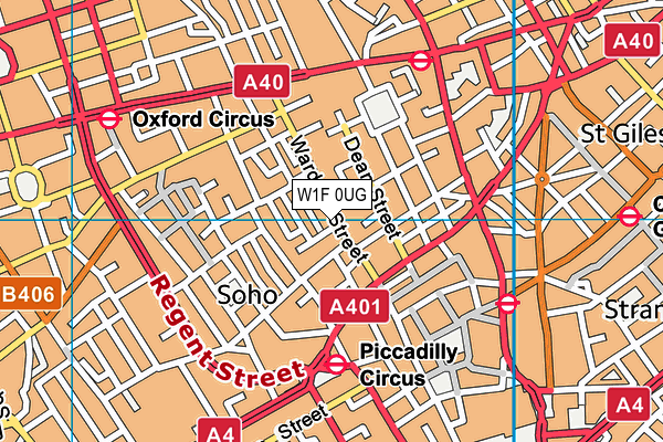 W1F 0UG map - OS VectorMap District (Ordnance Survey)
