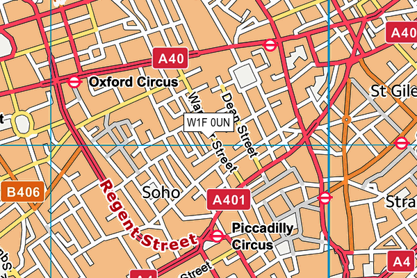 W1F 0UN map - OS VectorMap District (Ordnance Survey)