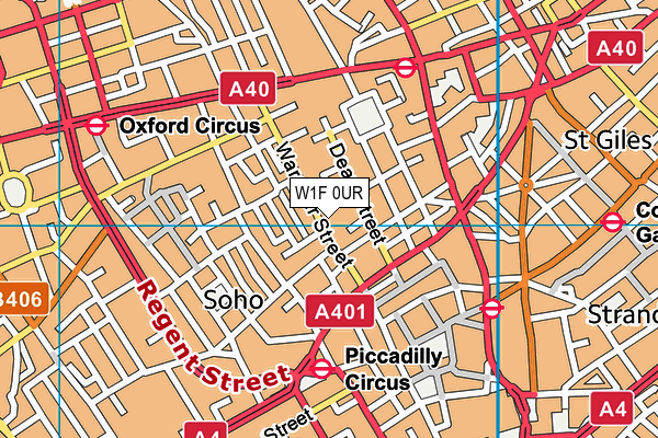 W1F 0UR map - OS VectorMap District (Ordnance Survey)
