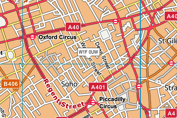 W1F 0UW map - OS VectorMap District (Ordnance Survey)