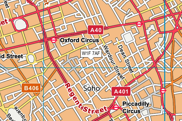 W1F 7AF map - OS VectorMap District (Ordnance Survey)