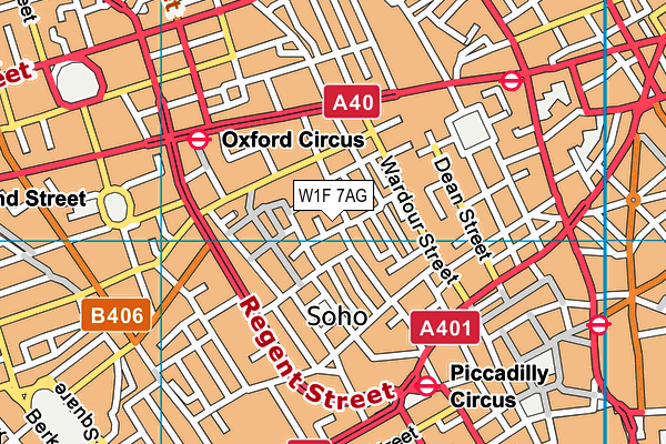 W1F 7AG map - OS VectorMap District (Ordnance Survey)
