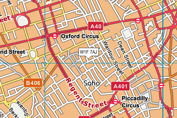 W1F 7AJ map - OS VectorMap District (Ordnance Survey)