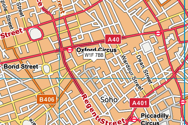 W1F 7BB map - OS VectorMap District (Ordnance Survey)