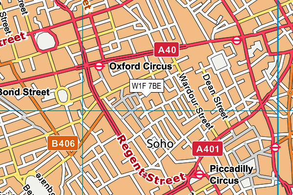 W1F 7BE map - OS VectorMap District (Ordnance Survey)