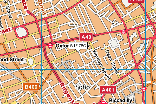 W1F 7BG map - OS VectorMap District (Ordnance Survey)