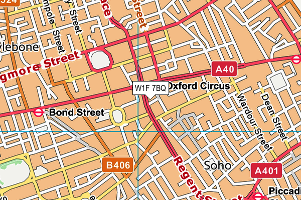 W1F 7BQ map - OS VectorMap District (Ordnance Survey)