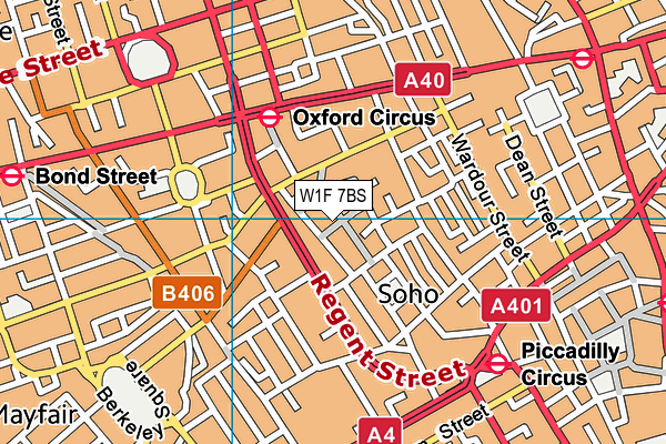 W1F 7BS map - OS VectorMap District (Ordnance Survey)