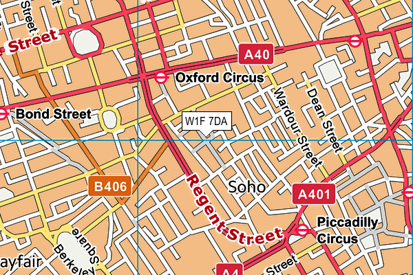 W1F 7DA map - OS VectorMap District (Ordnance Survey)