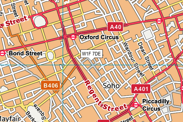 W1F 7DE map - OS VectorMap District (Ordnance Survey)