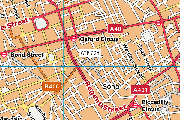 W1F 7DH map - OS VectorMap District (Ordnance Survey)