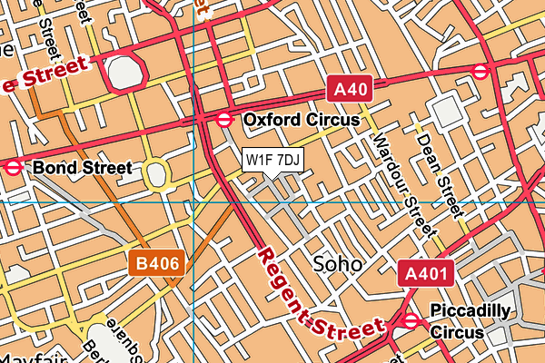 W1F 7DJ map - OS VectorMap District (Ordnance Survey)