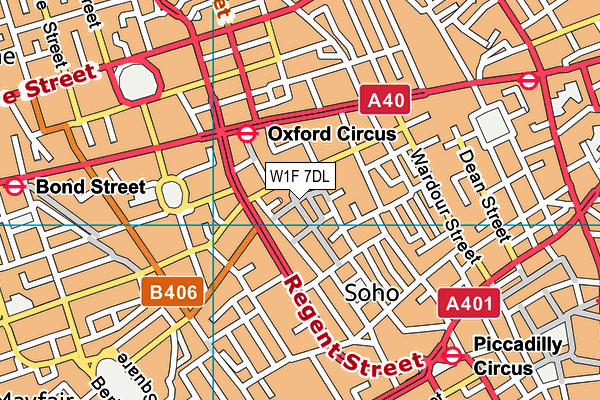 W1F 7DL map - OS VectorMap District (Ordnance Survey)