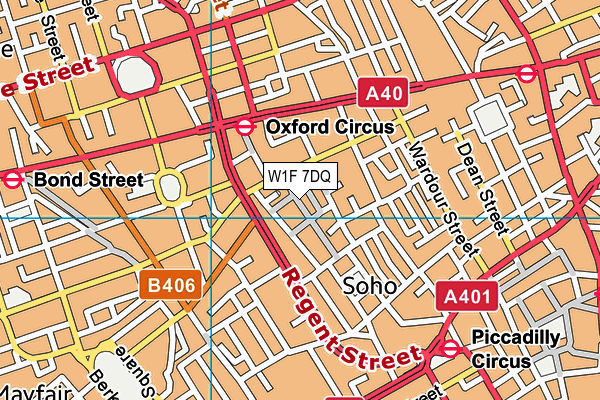 W1F 7DQ map - OS VectorMap District (Ordnance Survey)