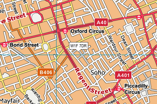 W1F 7DR map - OS VectorMap District (Ordnance Survey)