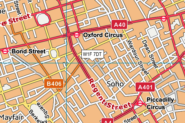 W1F 7DT map - OS VectorMap District (Ordnance Survey)