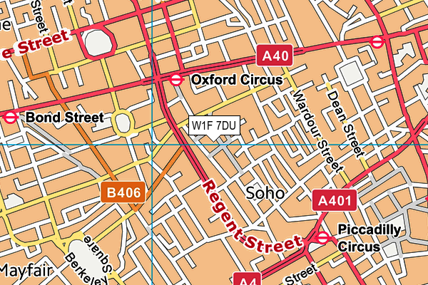 W1F 7DU map - OS VectorMap District (Ordnance Survey)