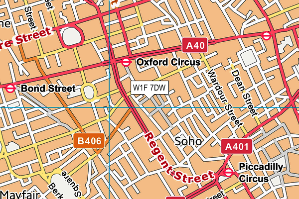 W1F 7DW map - OS VectorMap District (Ordnance Survey)