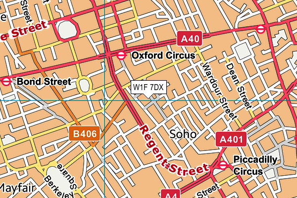 W1F 7DX map - OS VectorMap District (Ordnance Survey)