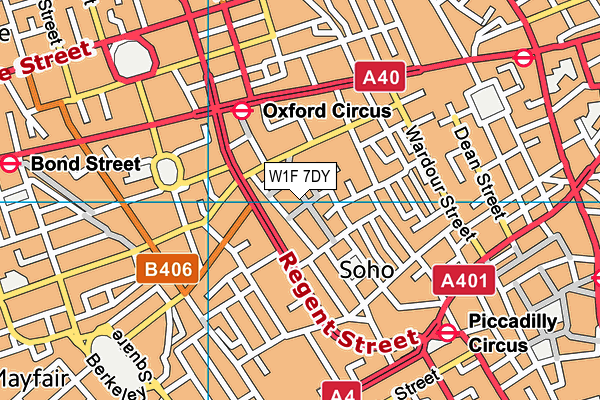 W1F 7DY map - OS VectorMap District (Ordnance Survey)