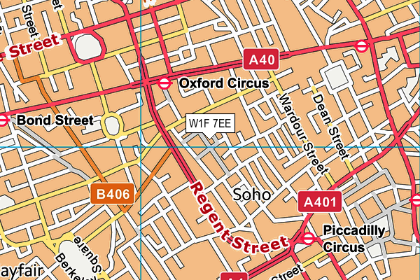 W1F 7EE map - OS VectorMap District (Ordnance Survey)