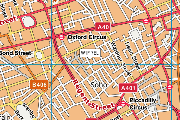 Marshall Street Leisure Centre map (W1F 7EL) - OS VectorMap District (Ordnance Survey)