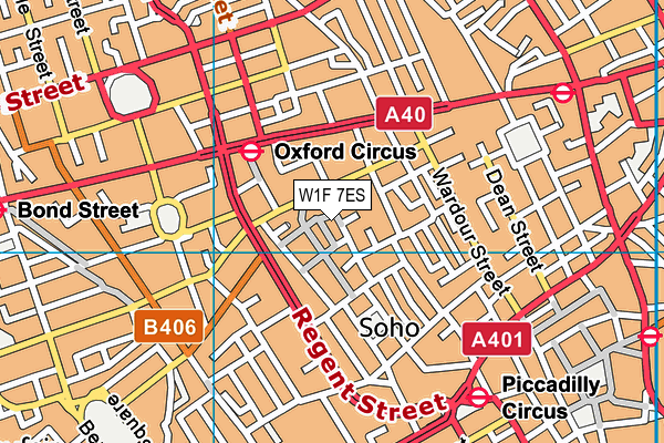 W1F 7ES map - OS VectorMap District (Ordnance Survey)