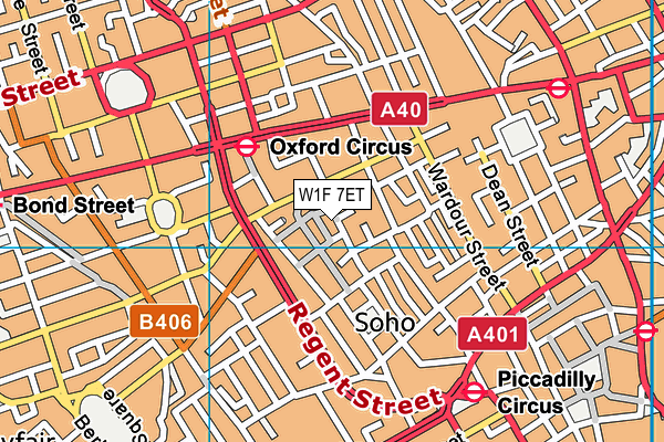 W1F 7ET map - OS VectorMap District (Ordnance Survey)