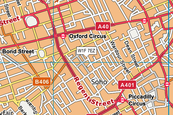 W1F 7EZ map - OS VectorMap District (Ordnance Survey)