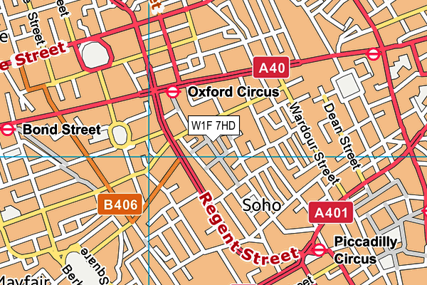 W1F 7HD map - OS VectorMap District (Ordnance Survey)