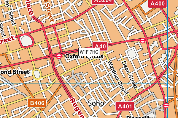 W1F 7HG map - OS VectorMap District (Ordnance Survey)