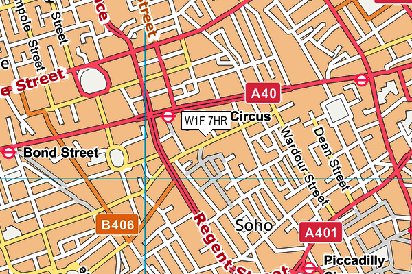 Fitness First (Oxford Circus) map (W1F 7HR) - OS VectorMap District (Ordnance Survey)