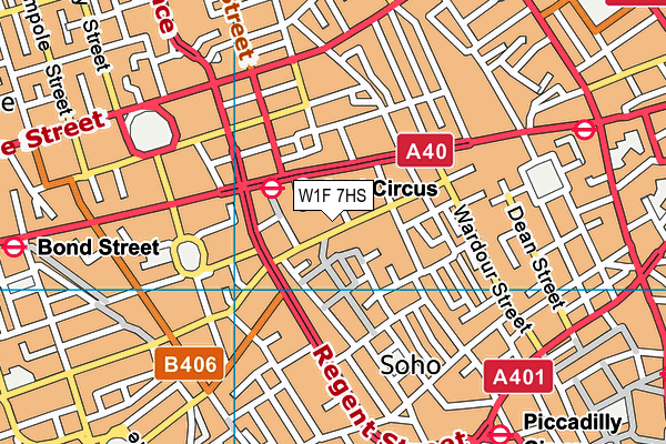 W1F 7HS map - OS VectorMap District (Ordnance Survey)