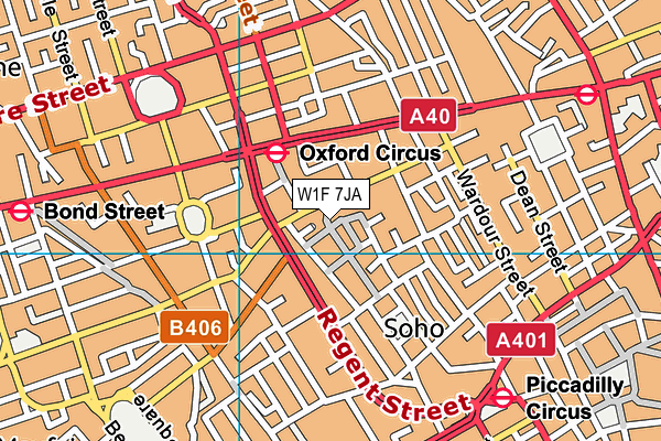 W1F 7JA map - OS VectorMap District (Ordnance Survey)