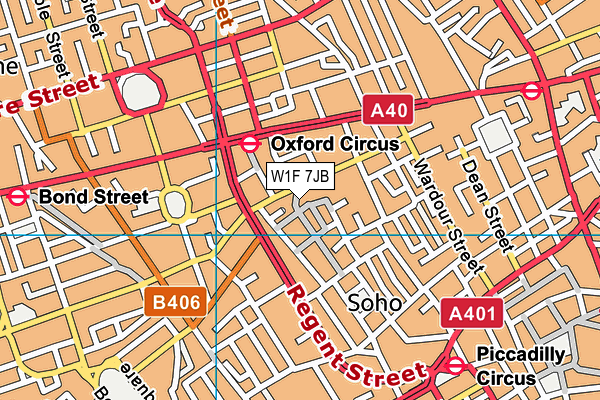 W1F 7JB map - OS VectorMap District (Ordnance Survey)